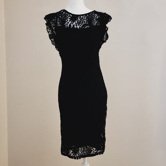 White House Black Market Dresses White House Black Market Womens Small Black Knit Lace Zip